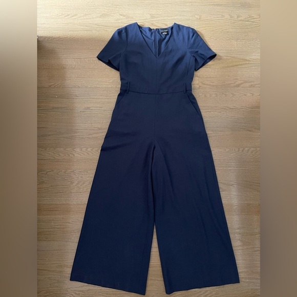 Club Monaco Wool Blend Women's Navy Wide Leg Jumpsuit Size 10 - Picture 4 of 10